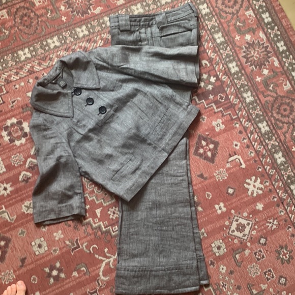 Adorable Banana Republic linen suit. EUC GRAY/black mini houndstooth print - Picture 2 of 9